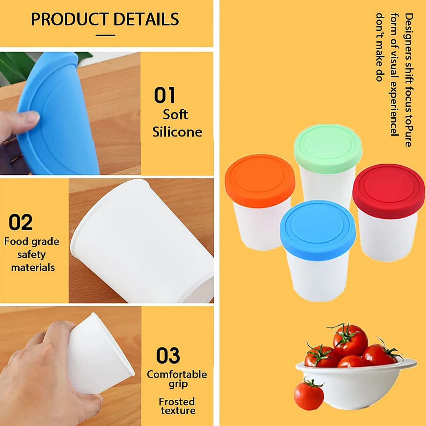 Pojemnik do Lodów 6 Sztuk 250 ml z Pokrywką