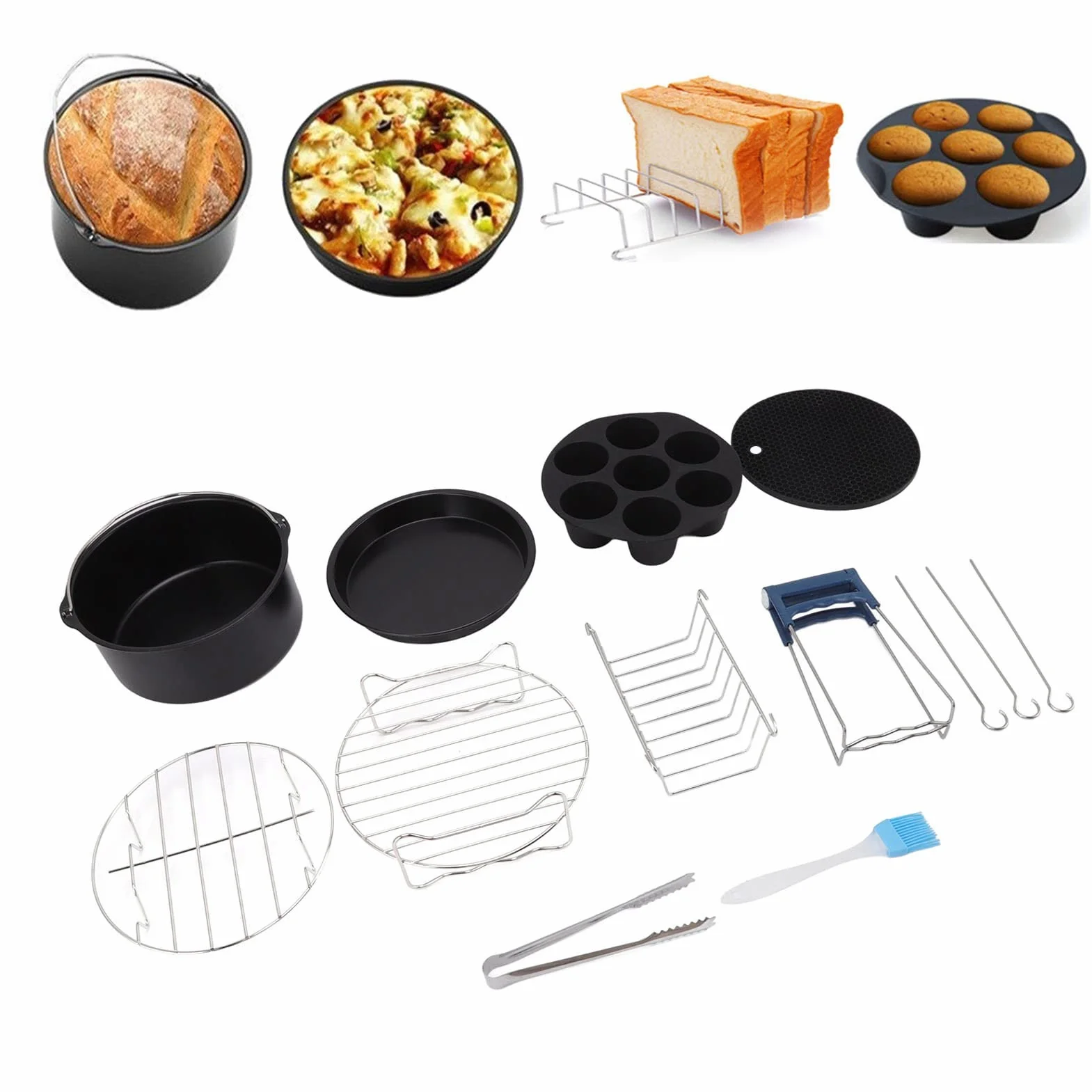Cocoarm Do Zestawu Patelni Do Frytkownicy Stal Nierdzewna Patelni Frytkownicy Łatwe Czyszczenie Kosz na Ciasto i Patelnia Pizzy z powłoką nieprzywierającą Kuchni Domowej Restauracja (20 cm)