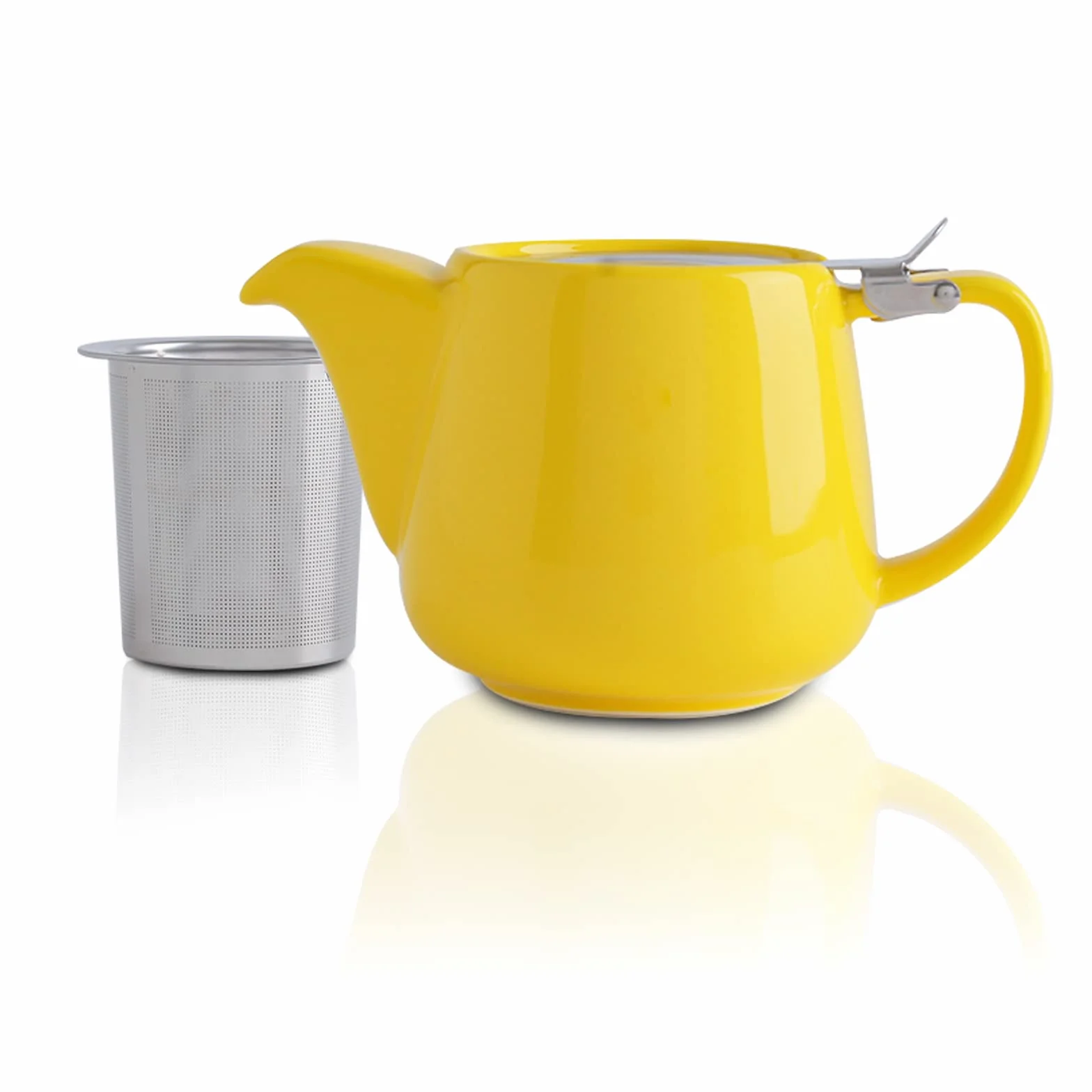 VIVILINEN Porcelanowy czajniczek z pokrywkami SLS i zdejmowanym zaparzaczem, 550ml/18.6oz ceramiczny czajniczek na szypułkę do herbaty kwitnącej i luźnej, żółty