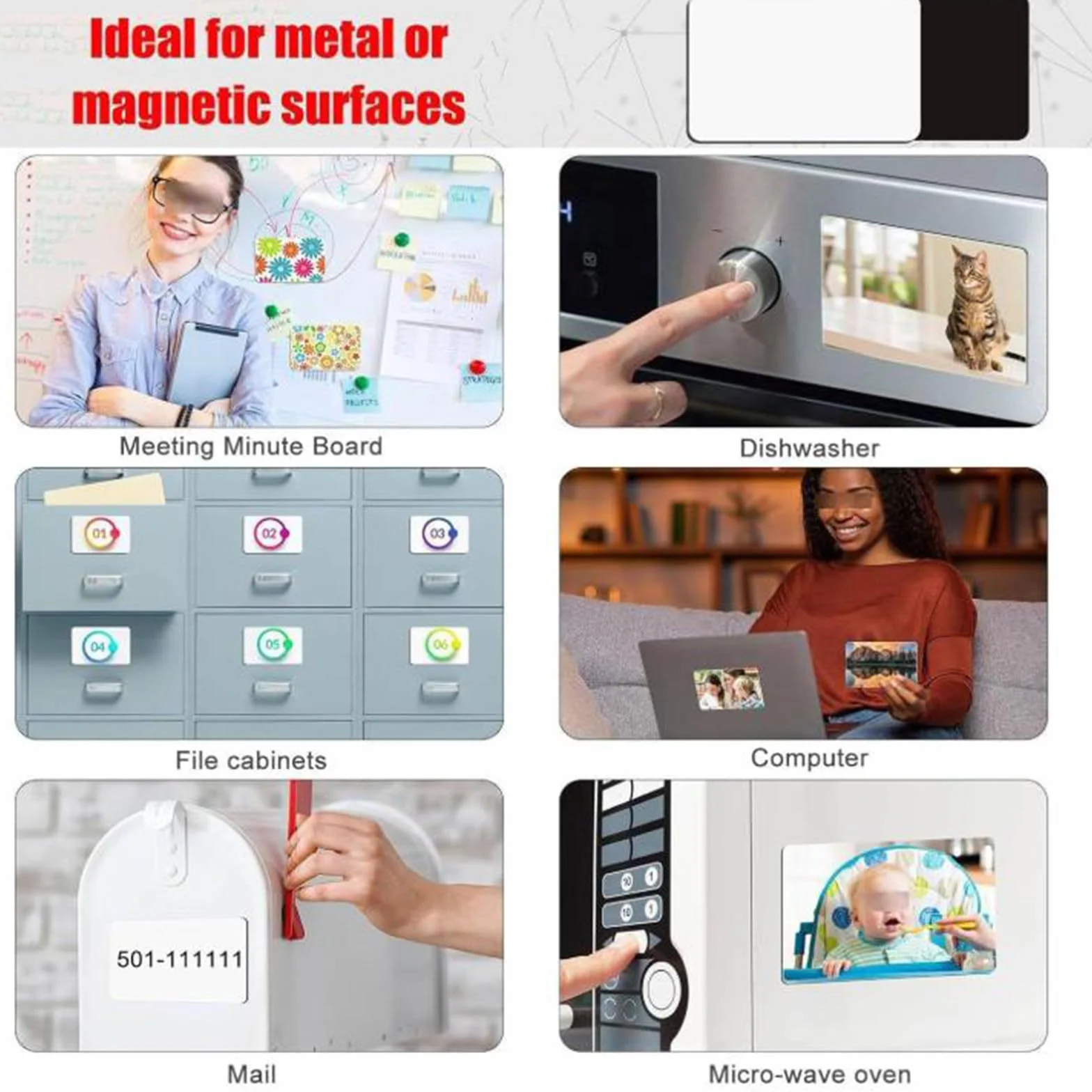 Materiały do produkcji magnesów na lodówkę, zawiera przezroczystą folię, metalową powłokę, magnes, karton, komponenty magnesów fotograficznych, 500 zestawów, 80 mm x 80 mm