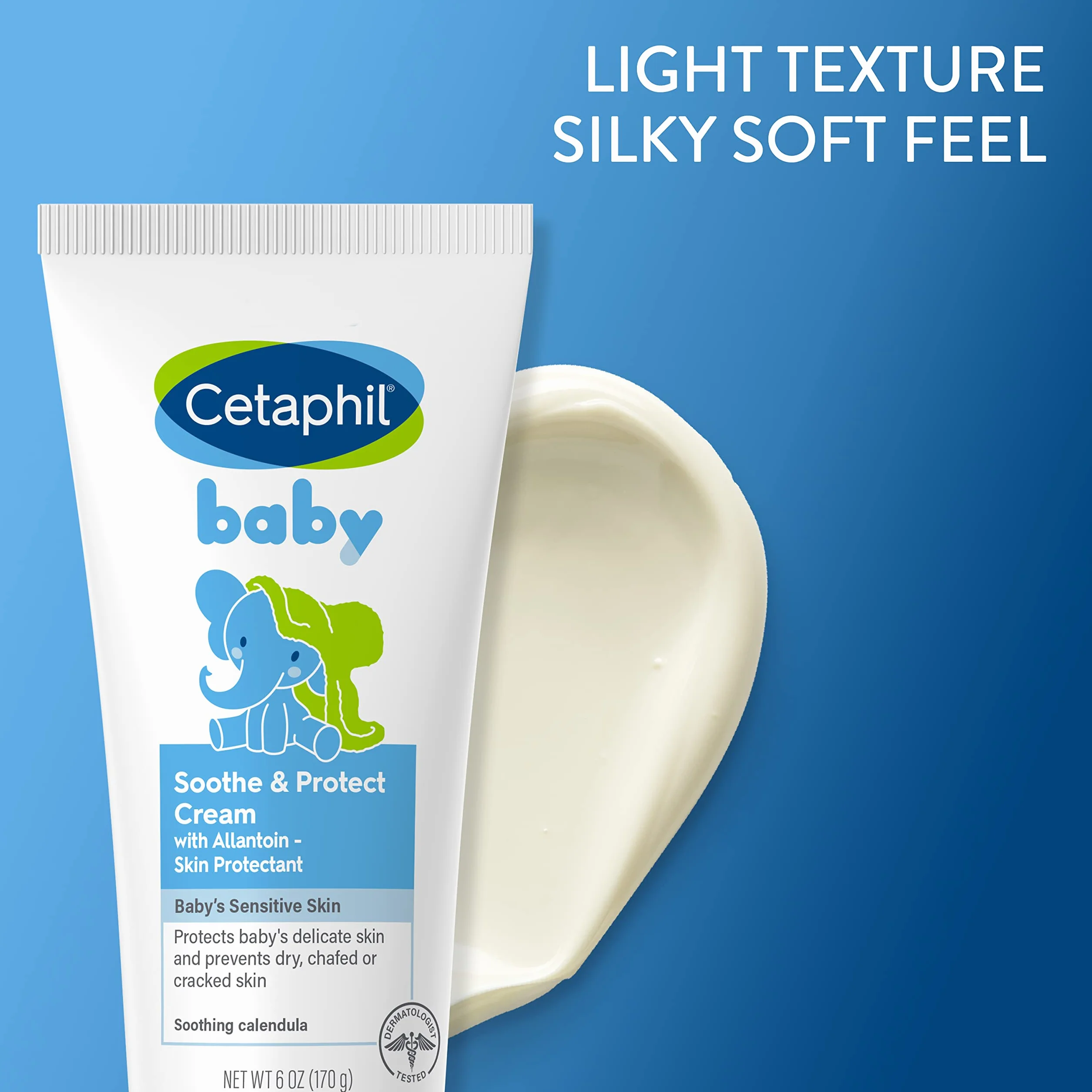 Cetaphil Baby Soothe & Protect Cream z alantoinową ochroną skóry, 6 uncji, zapobiega suchości, popękanej lub popękanej skórze, krem dla dzieci nawilża przez 24 godziny, nie tłusty (opakowanie