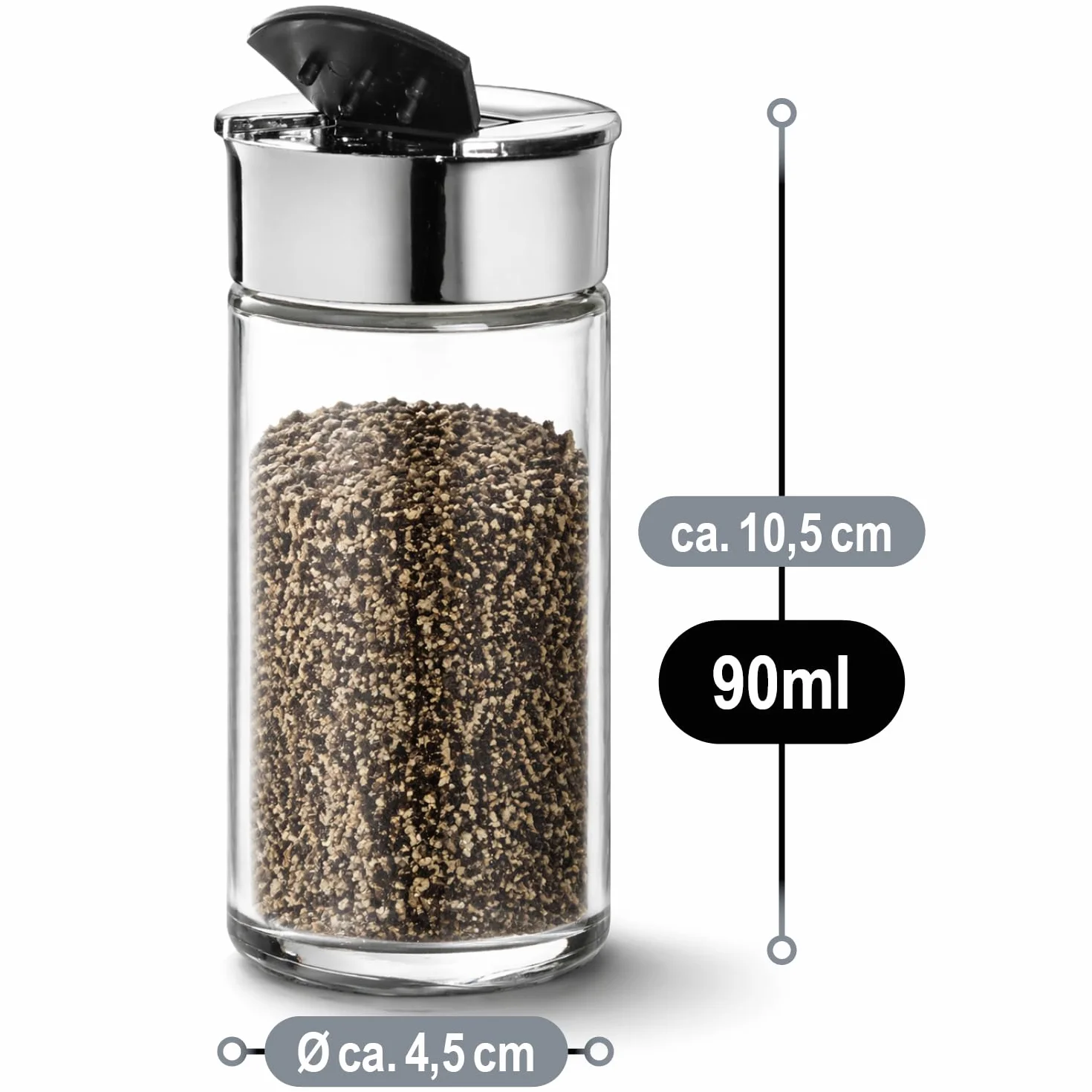 COM-FOUR® zestaw 12 dozowników do przypraw, szklane sloiczki z pokrywka w drewnianym stojaku, solniczka i pieprzniczka do kuchni i przechowywania (Zestaw 12 elementów - shaker/pólka)