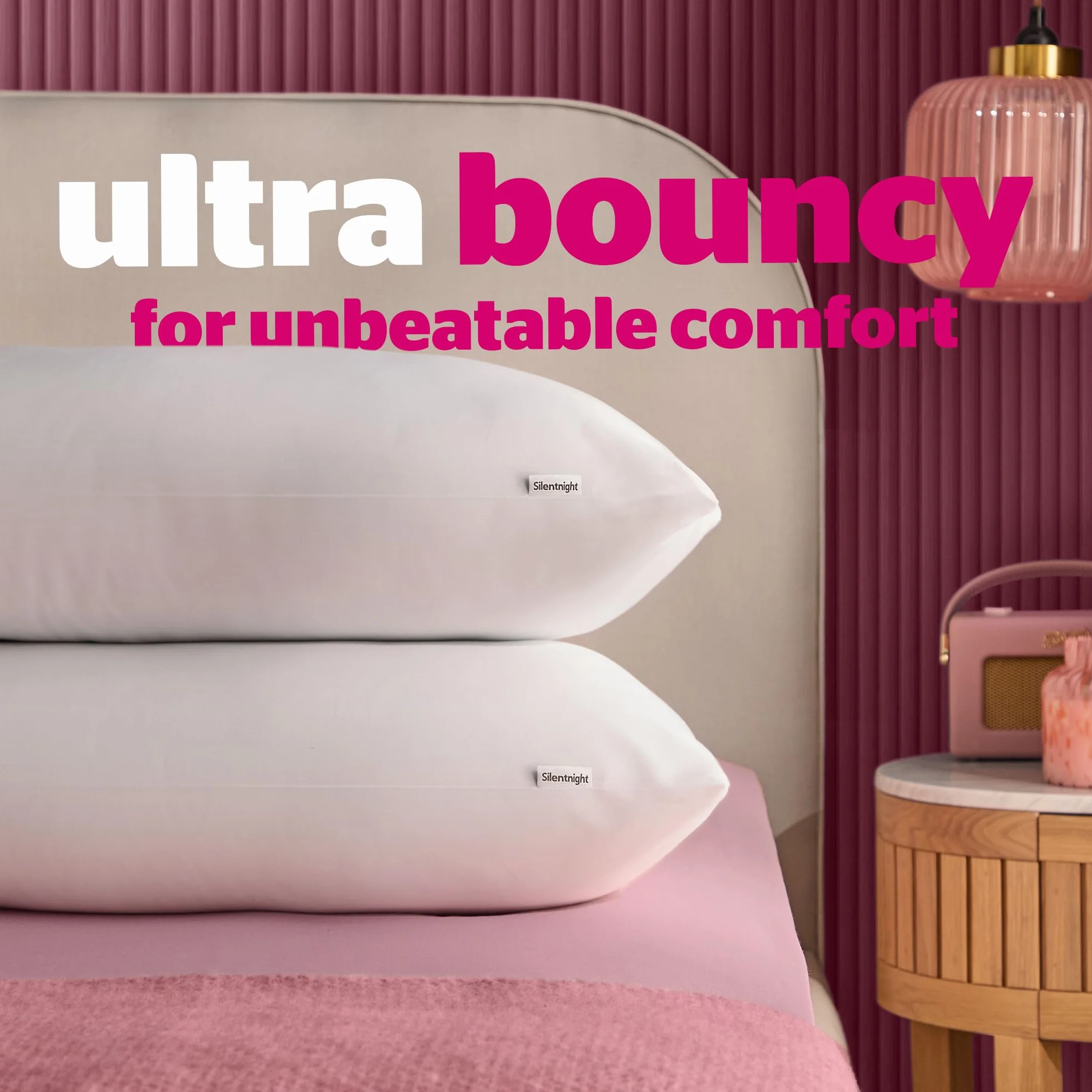 Silentnight Ultrabounce Poduszki do spania na brzuchu, plecach i na boku, miękkie, średnie podparcie, wygodne poduszki do spania na brzuchu, plecach i na boku, 2 sztuki, 2 sztuki