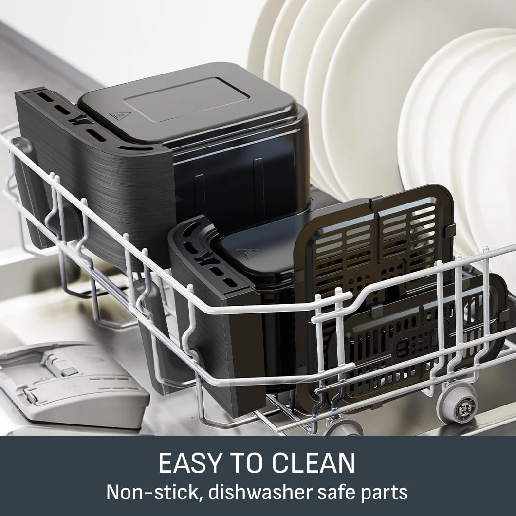 Tefal Easy Fry 2-strefowa cyfrowa frytkownica powietrzna, 2 szuflady, 8,3 l, 8 w 1, smażenie na powietrzu, bardzo chrupiące, grillowanie, pieczenie, podgrzewanie, odwadnianie, 6 porcji