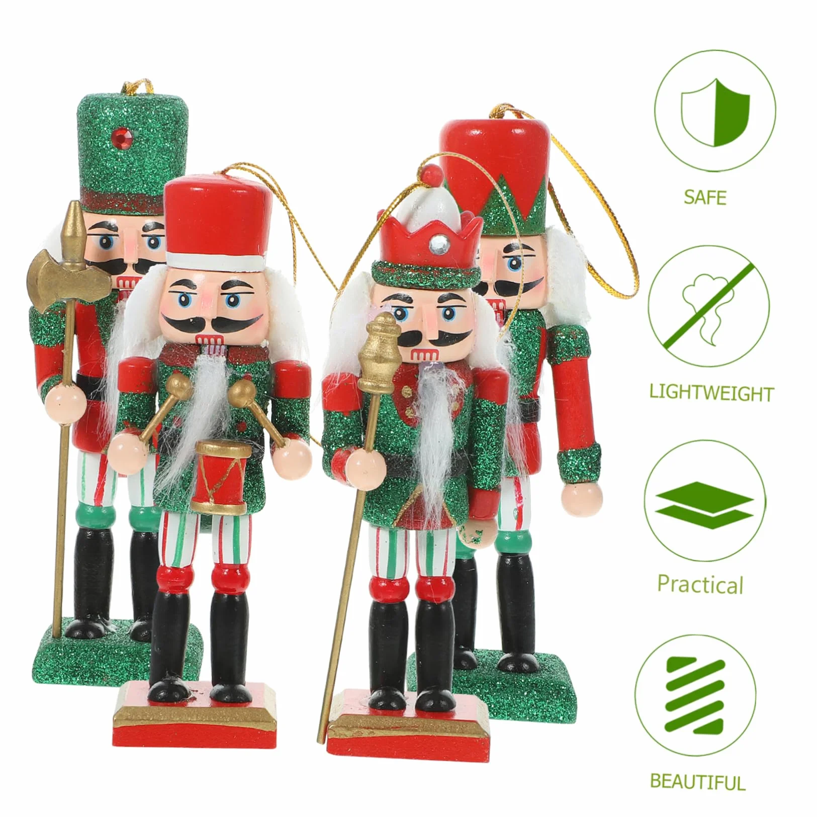 4kawałki Sztuk Drewnianych Żołnierzyków Nutcracker Święta Dekoracje Bożonarodzeniowe Do Sufitu Stołu i Półki Tradycyjna Ozdoba Festiwalowa