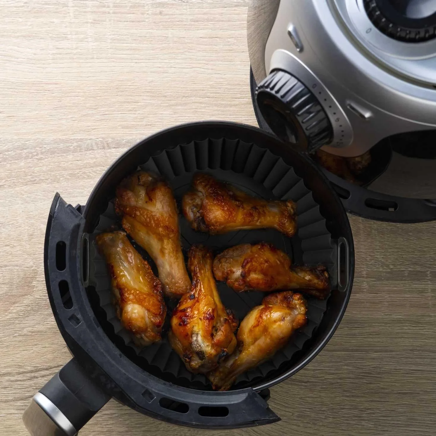 COOK CONCEPT, KC0008, Okrągła, nieprzywierająca silikonowa forma do pieczenia do frytkownicy, idealna do zdrowego i łatwego gotowania, rozmiar 20 cm, kolor szary