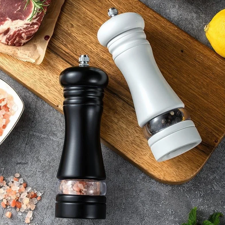 Młynek do pieprzu Czarno-biały ręczny Świeżo zmielona sól morska i młynek przypraw domowej kuchni, restauracji spotkań na świeżym powietrzu(A)
