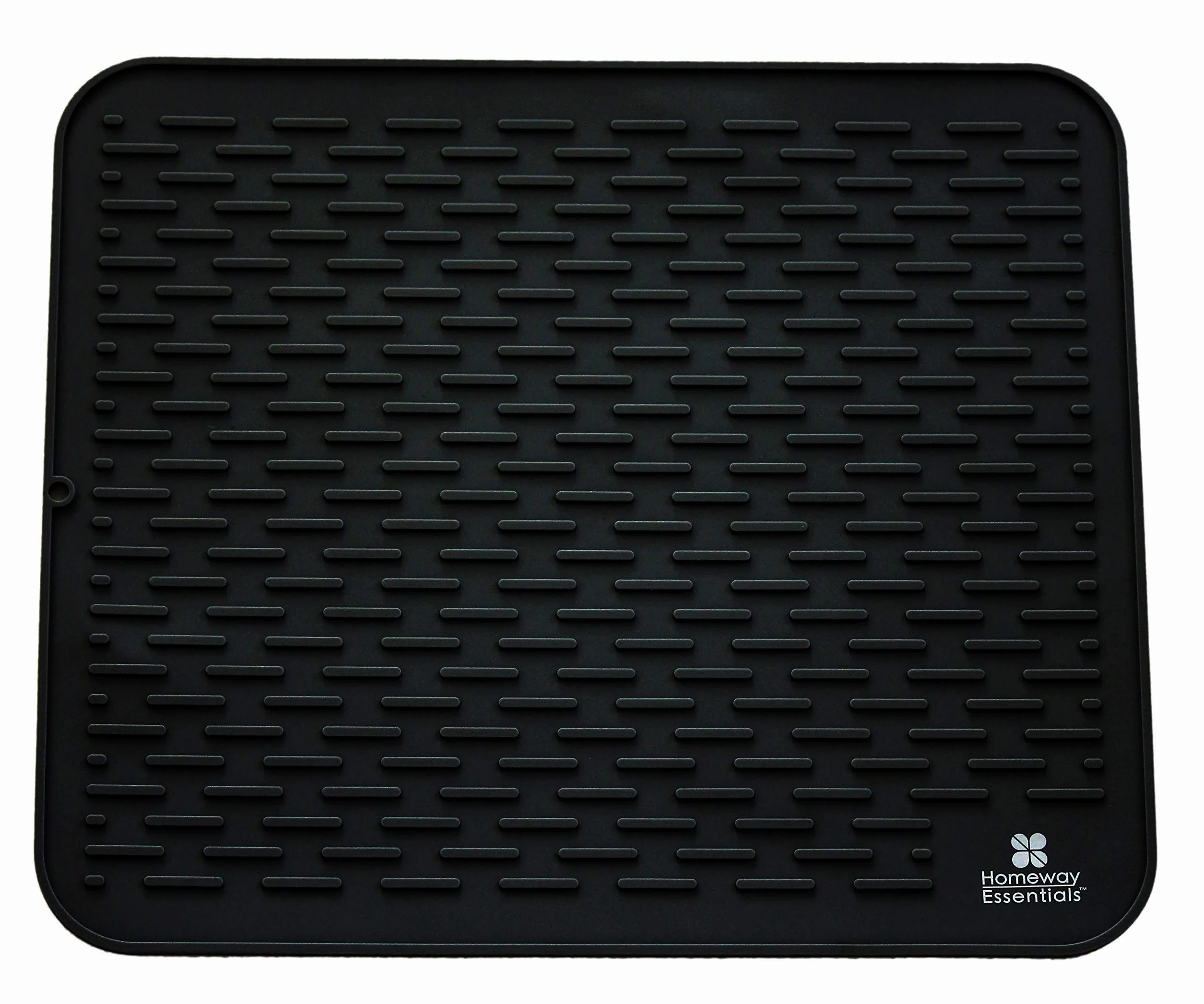 Mata do osuszania z silikonu – 17 x 15 cm – duża mata do osuszania naczyń, mata do naczyń, duża silikonowa podkładka (duża, czarna