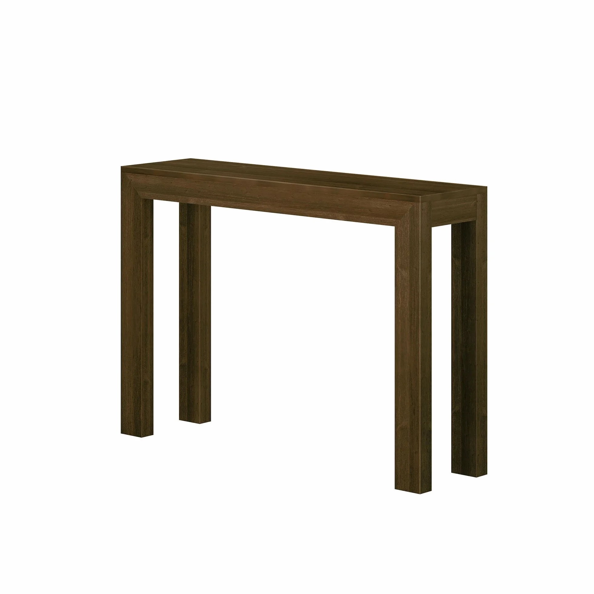 Plank+Beam Nowoczesny stolik konsolowy z litego drewna, 117 cm, wąski, do przedpokoju, za kanapą, do salonu, foyer, łatwy montaż, orzech włoski