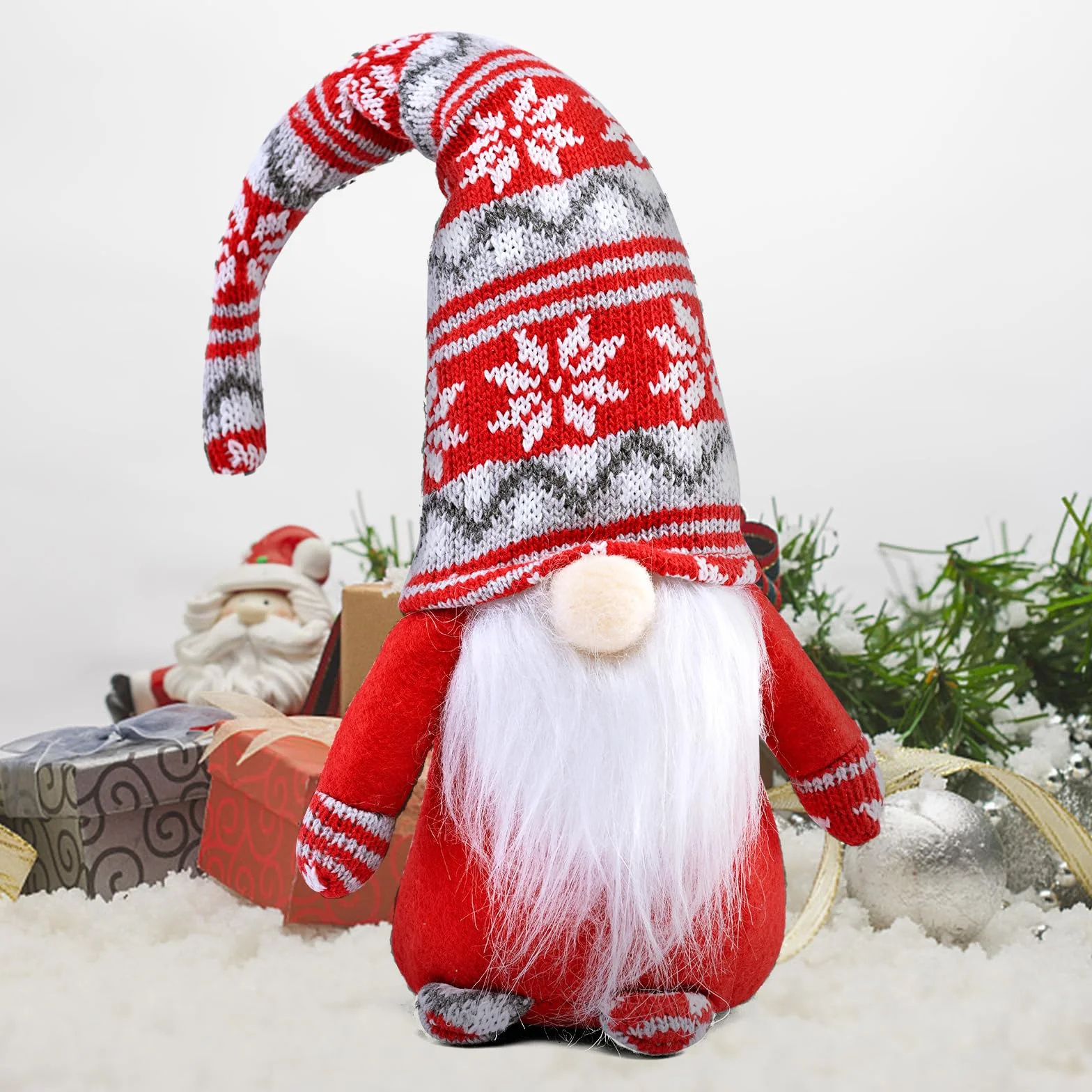 Świąteczny skrzat, figurki skrzatów do dekoracji świątecznych, 42 cm wysokości Santa Tomte Gnome do dekoracji świątecznych