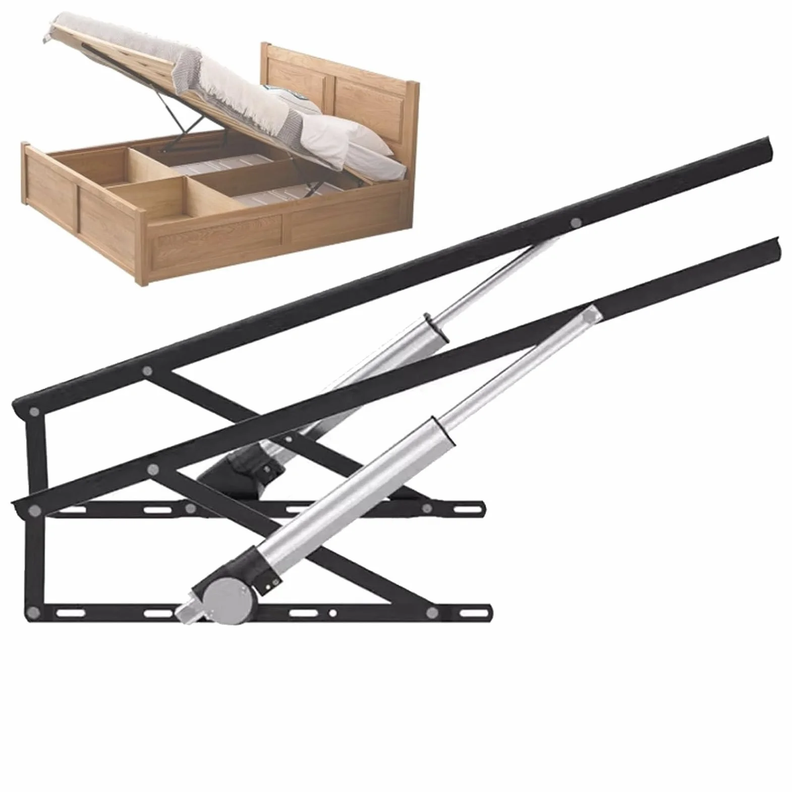 Elektryczny mechanizm podnoszenia łóżka, funkcja zdalnego sterowania, nośność 600 kg, do pudełka do przechowywania i podstawy Divan (czarny 150 cm)