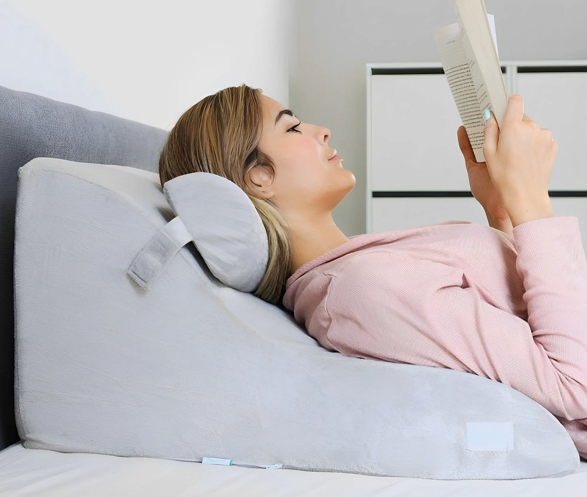 Ergonomiczna poduszka antyrefluksowa do czytania na łóżko i kanapę z podparciem pleców i szyi