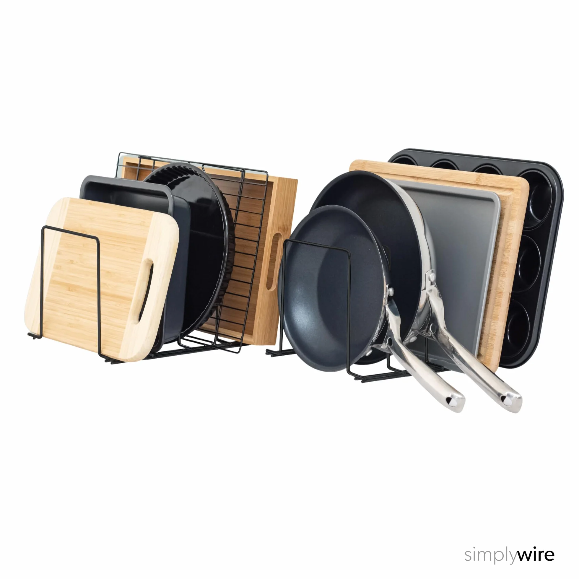 simplywire – Stojaki na blachy do pieczenia i deski do krojenia – zestaw 2 szt. – stojak na patelnie – organizer do szafki kuchennej – czarny
