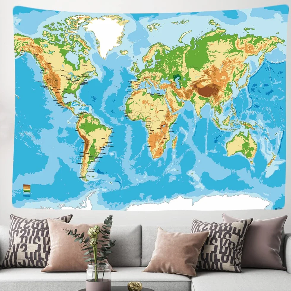 Ulticool - Mapa świata Dekoracja ścienna - Dywan ścienny - 200x150 cm - Duży gobelin - Dekoracja plakatowa - Dekoracja - Sukienka - Tkanina - Malarstwo - Malarstwo