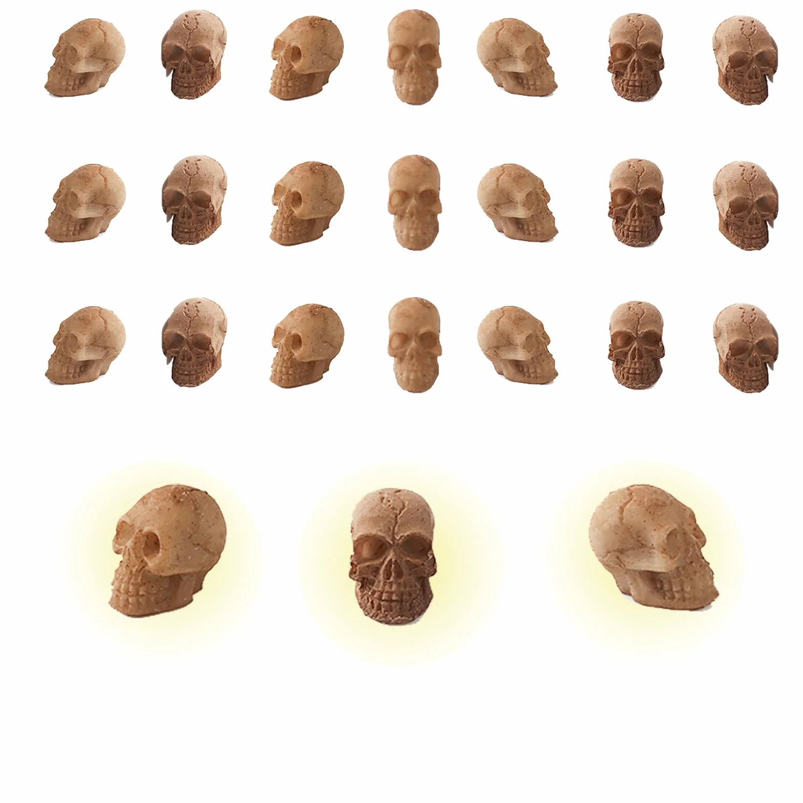 Zestaw 20 sztuk trupiej czaszki z żywicy, dekoracyjna czaszka, mini dekoracja szkieletu na Halloween, mini figurki czaszki z żywicy, mini czaszki na Halloween, dekoracja DIY, zielenie, rośliny