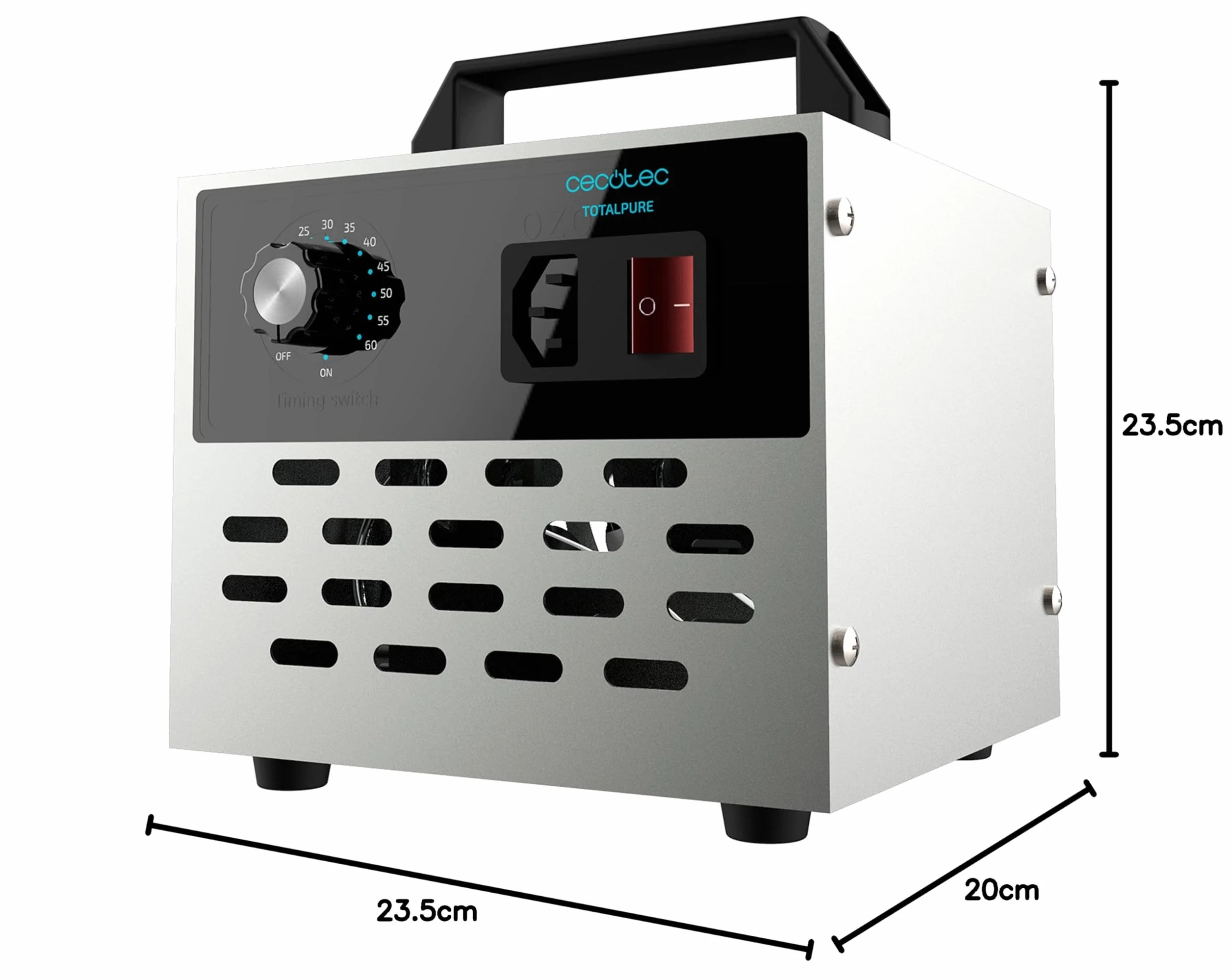 Cecotec Generator ozonu TotalPure 4000 Light Ozone. Moc 120 W, czyszczenie 28 g/h, timer, automatyczne wyłączanie, pokrycie do 100 m², łatwa obsługa, łatwy transport