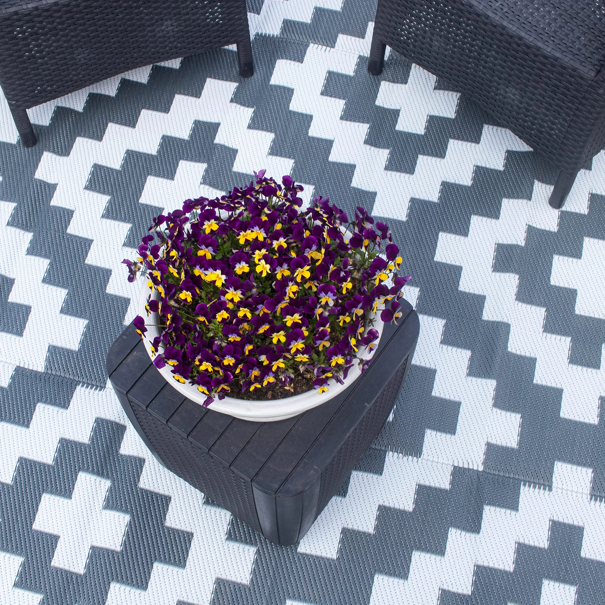 VALIANT Geometryczny chodnik na patio i taras na zewnątrz, 1,7 m x 0,6 m, szary