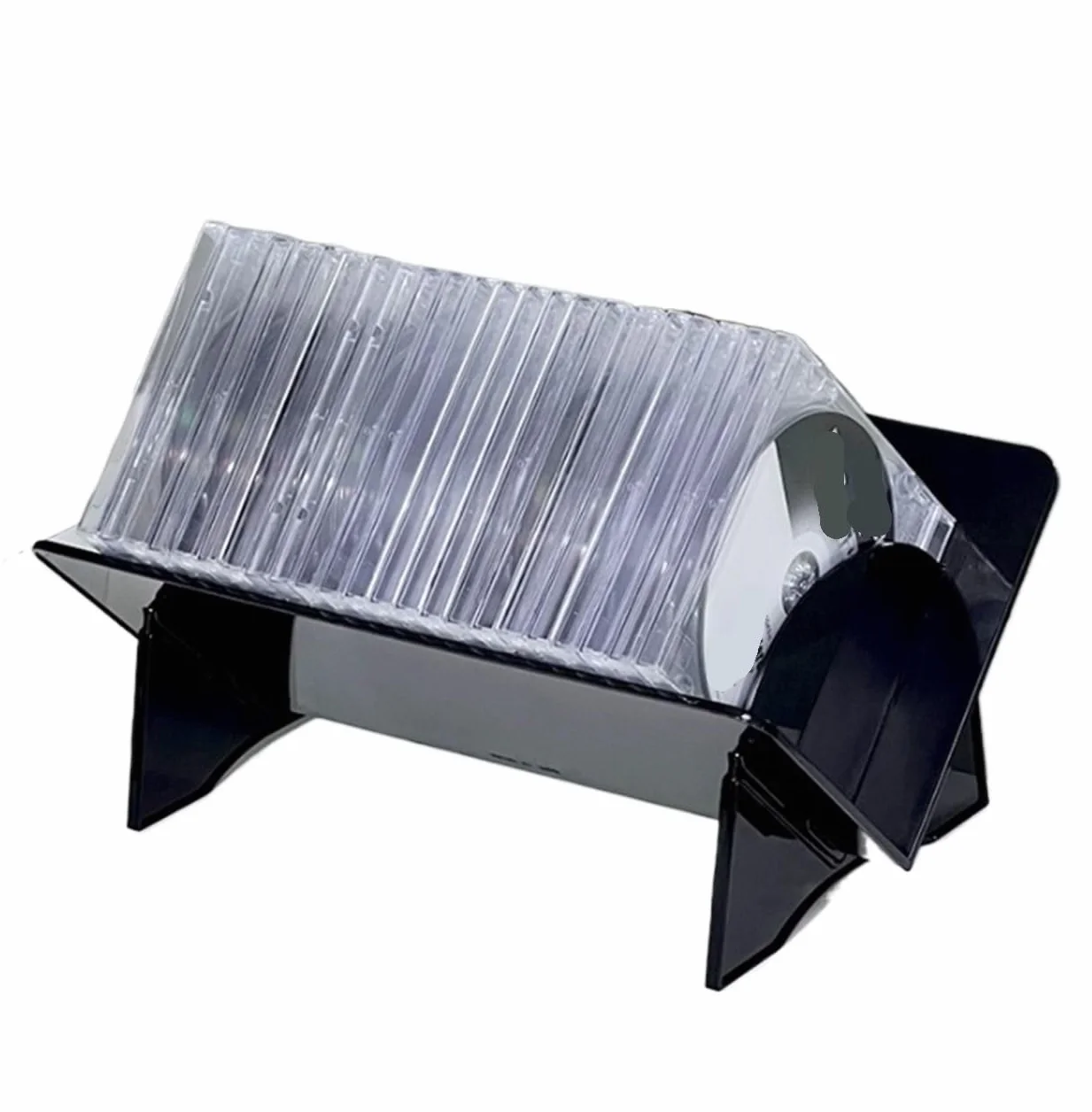 Elegancki stojak do przechowywania płyt winylowych i płyt CD, trwały plastikowy organizer na albumy, idealny do domowego biura i pokoju muzycznego, stylowy czarny winylowy uchwyt stojak ekspozycyjny