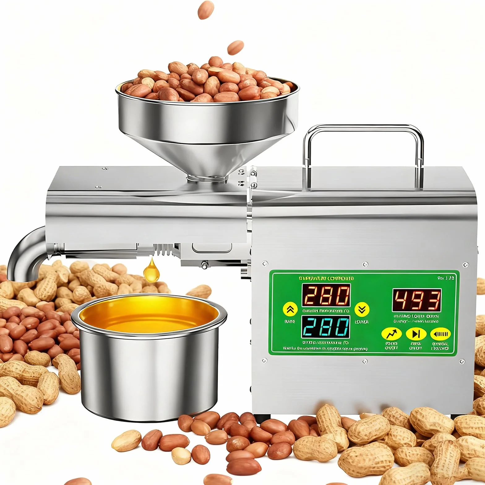 Prasa do oleju, automatyczna produkcja oleju, 1800w wyciskarka oleju do tłoczenia na zimno i na gorąco, maszyna do tłoczenia oleju z inteligentnym regulatorem temperatury 104-572°C