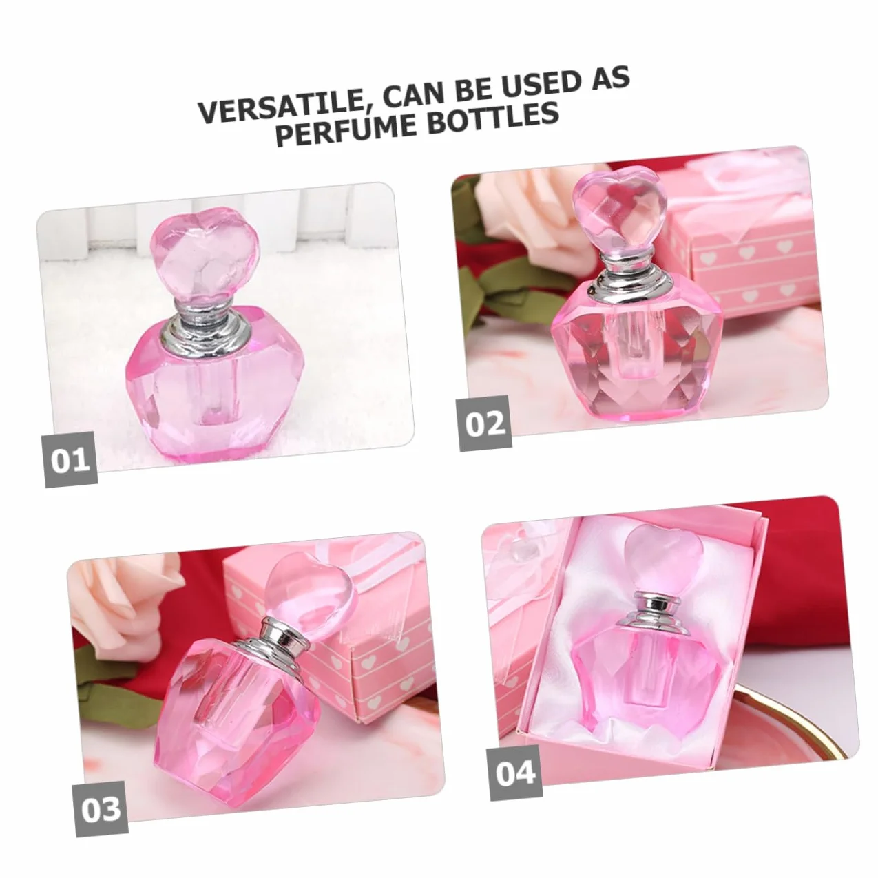 Mały Szklany Flakonik Perfumy z Pudełkiem Urokliwy Flakon Kształcie Serca Idealny Do Przechowywania Perfum Luksusowy Upominek Ślub i Inne Okazje