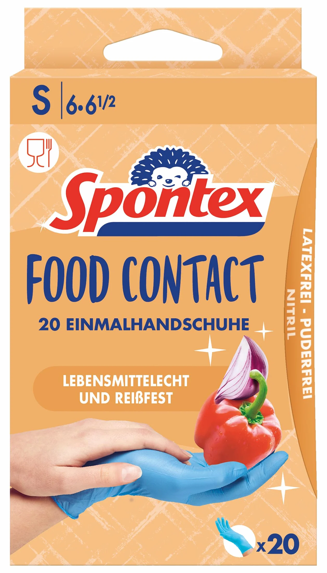 Spontex Rękawiczki Nitrylowe Jednorazowe Food Contact Rozmiar S 20 sztuk