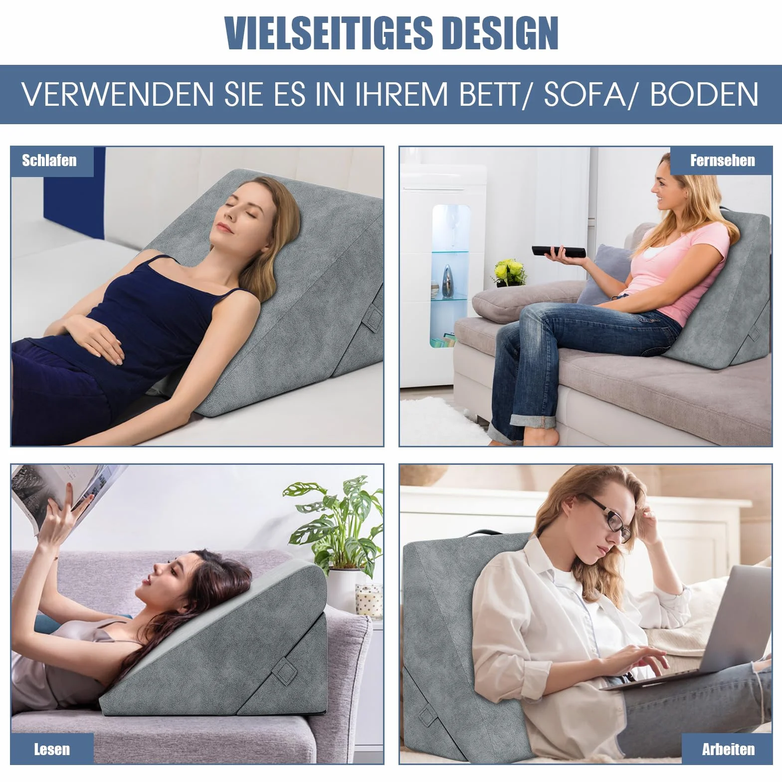 COSTWAY Poduszka klinowa z pianki memory foam, ergonomiczna do czytania i na nogi