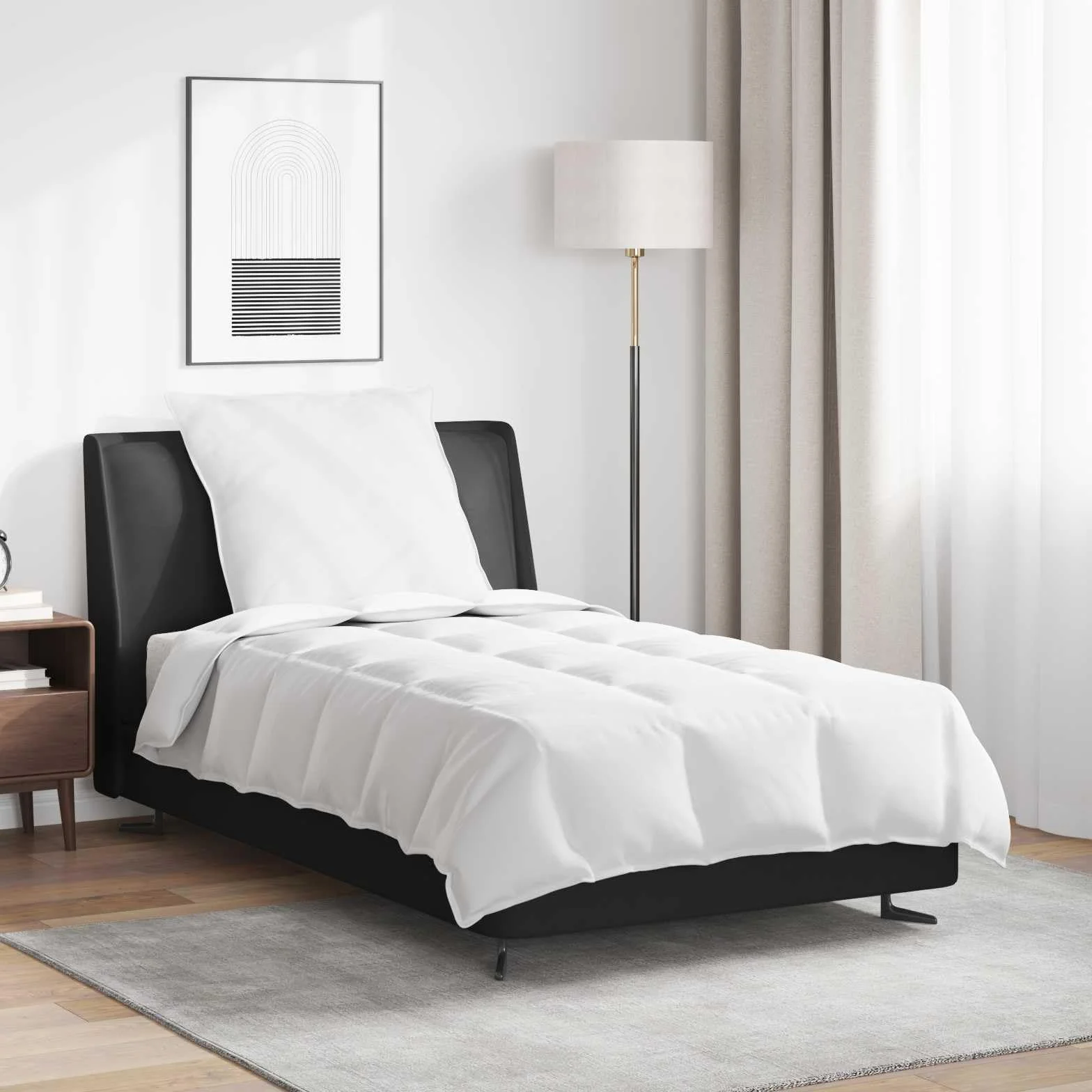 vidaXL Kołdra 2-w-1 z poduszką 2 pcs Biały Pióra down, Nowoczesna pościel, prostokątny zestaw, oddychający materiał, miękkie łóżko, poduszka w zestawie, lekkie i stylowe