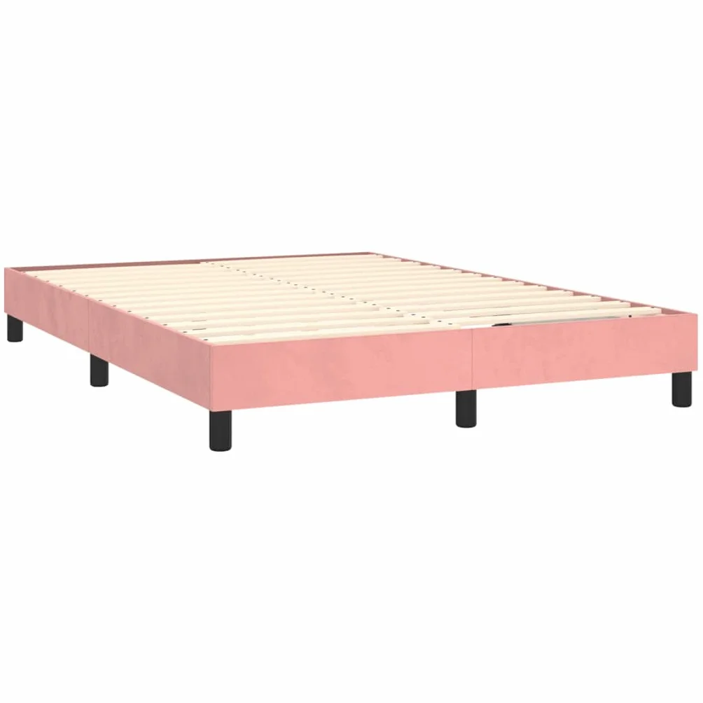 Aksamitne regulowanym zagłówkiem Kontynentalne Różowe 140x190 cm | Łóżko kontynentalne z materacem sprężynowym różowy aksamit 140x190 cm z regulowanym zagłówkiem