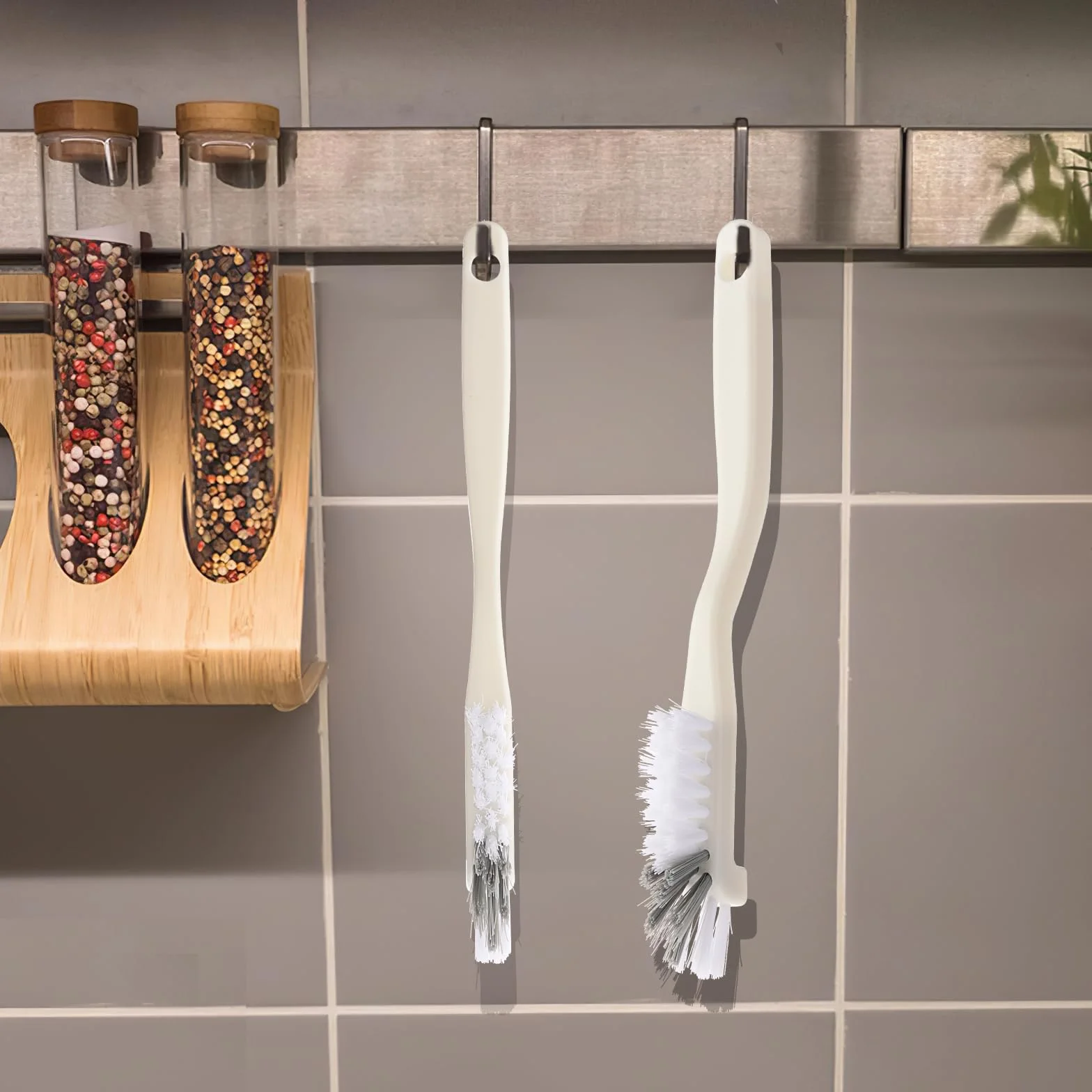 DSLSQD 2 sztuki pędzli do czyszczenia, szczotka do szorowania kuchennego, szczotka do naczyń, kątowa szczotka do czyszczenia ze sztywnym włosiem, do zlewu, gospodarstwa domowego, garnka, patelni