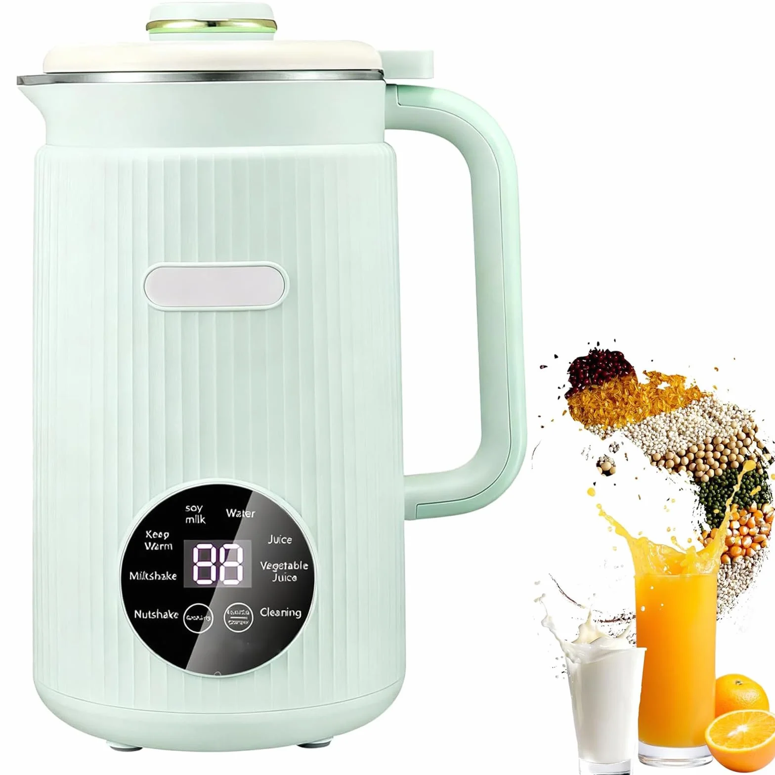 Elektryczny ekspres do mleka sojowego o pojemności 1200 ml, automatyczny inteligentny blender do żywności, 10-ostrzowy system cięcia ze stali nierdzewnej, 12-godzinny timer, 8 wszechstronnych green