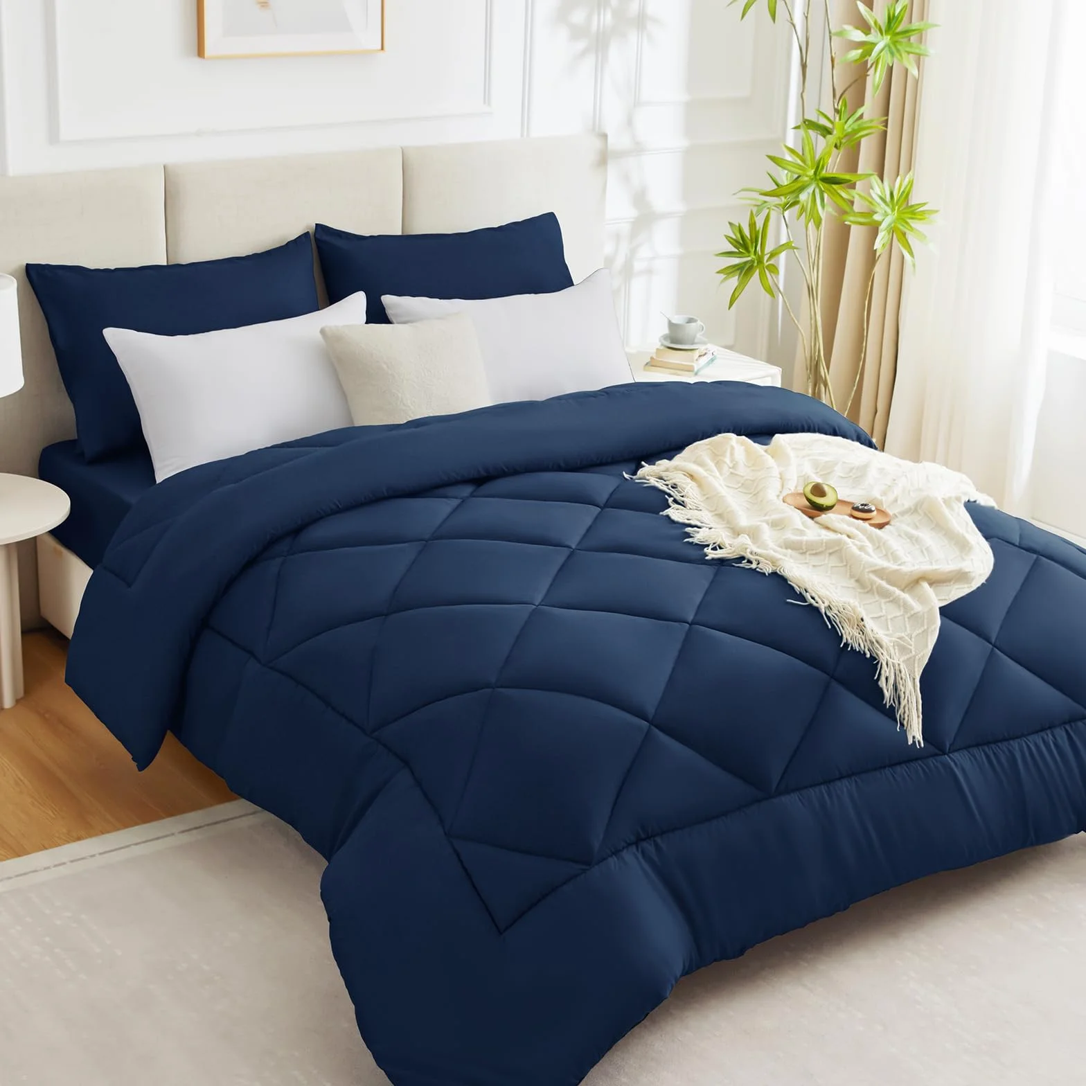 WAVVE Kołdra 140x200 Kołdra zimowa ciepła, Kołdra pikowana zimowa 450gsm Mikrofibra 140x200cm, Miękka Przytulna Kołdra pikowana 140 x 200, Niebieska
