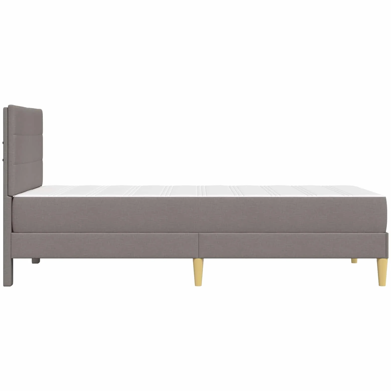 Rama łóżka w kolorze szarobrązowym (taupe), 100 x 200 cm, poliester, z ramą ze sklejki i stelażem, w zestawie materac piankowy, oddychająca i łatwa w pielęgnacji, idealna do sypialni i pokoju