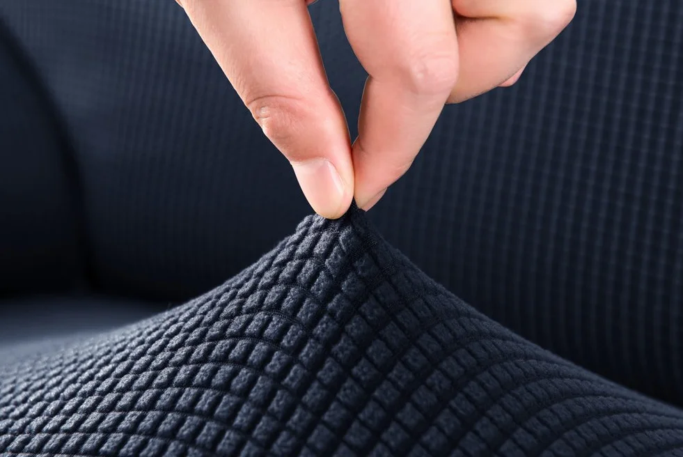Grube pokrowce na sofę 1 2-3-4-osobowa żakardowa sofa pokrowiec antypoślizgowy łatwe dopasowanie dziewiarski poliester spandex tkanina stretch wszystkie pory roku ochraniacz na kanapę (2-osobowa: 140-185 cm, niebieski)
