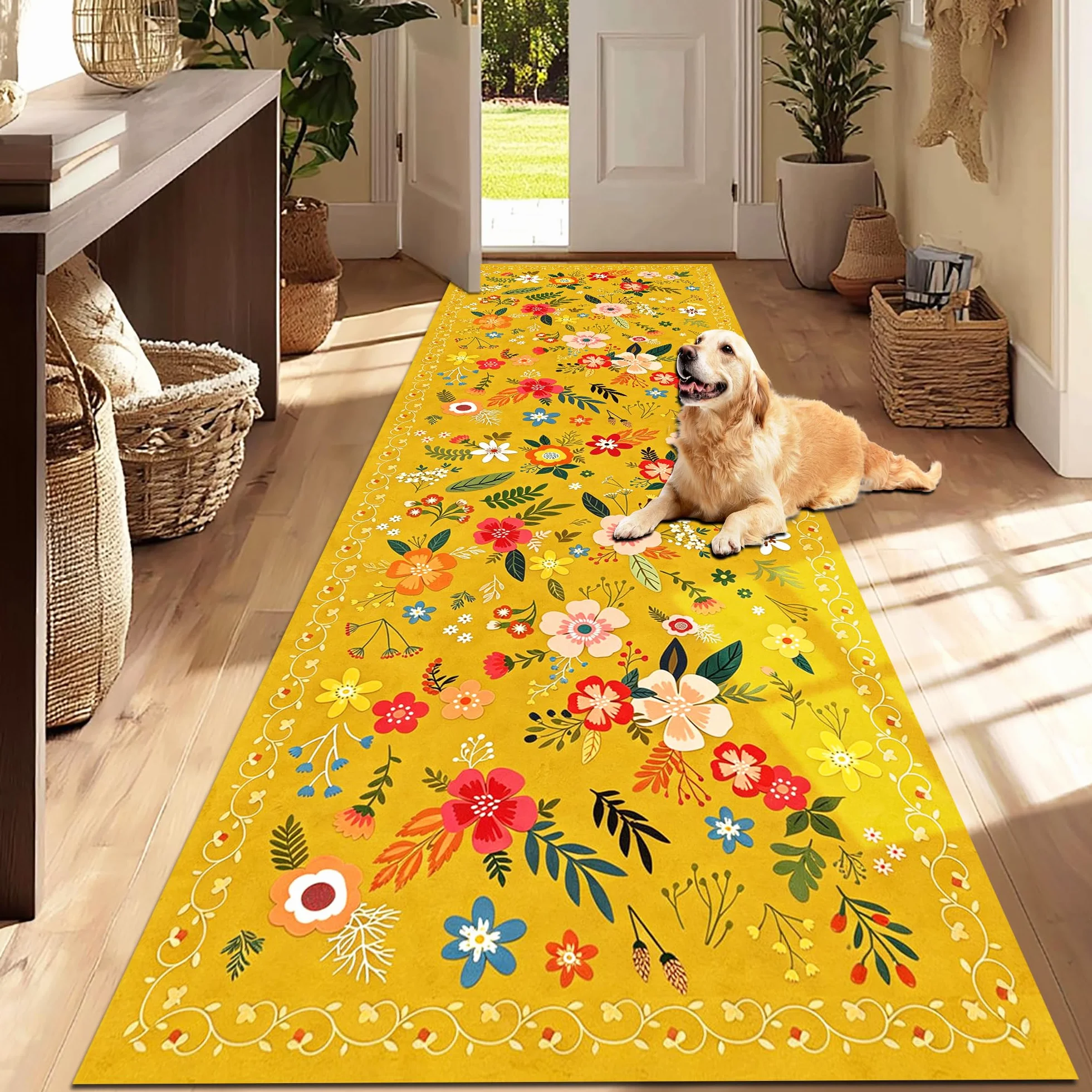 Długi chodnik do przedpokoju, nadaje się do prania, chodnik do kuchni, 40 x 300 cm, wytrzymały chodnik do przedpokoju, wycieraczka do wewnątrz, antypoślizgowy dywan do drzwi wejściowych