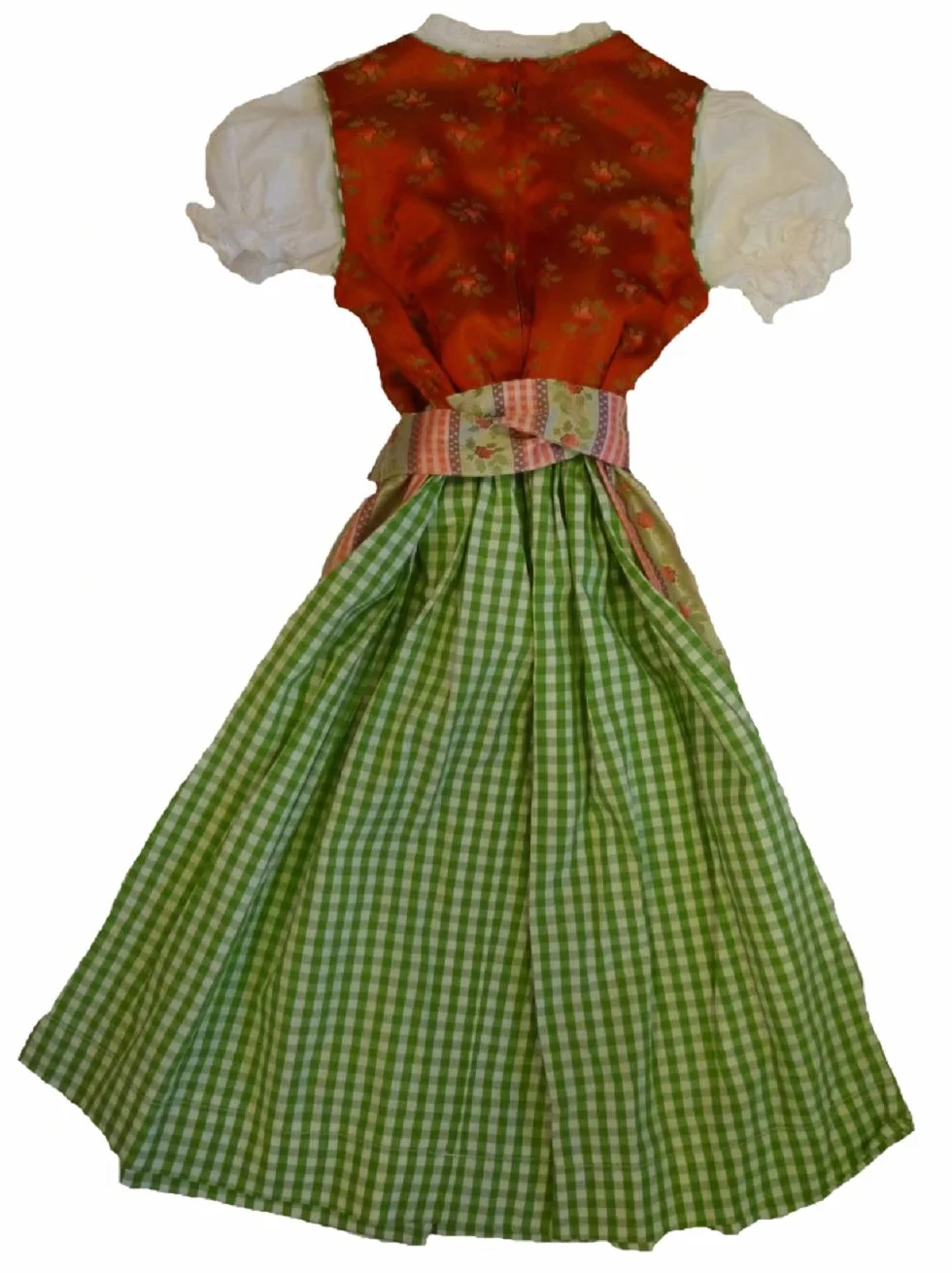 Świąteczny dziecięcy dirndl z bluzką i fartuchem do stroju ludowego rozm., czerwony, 92 cm