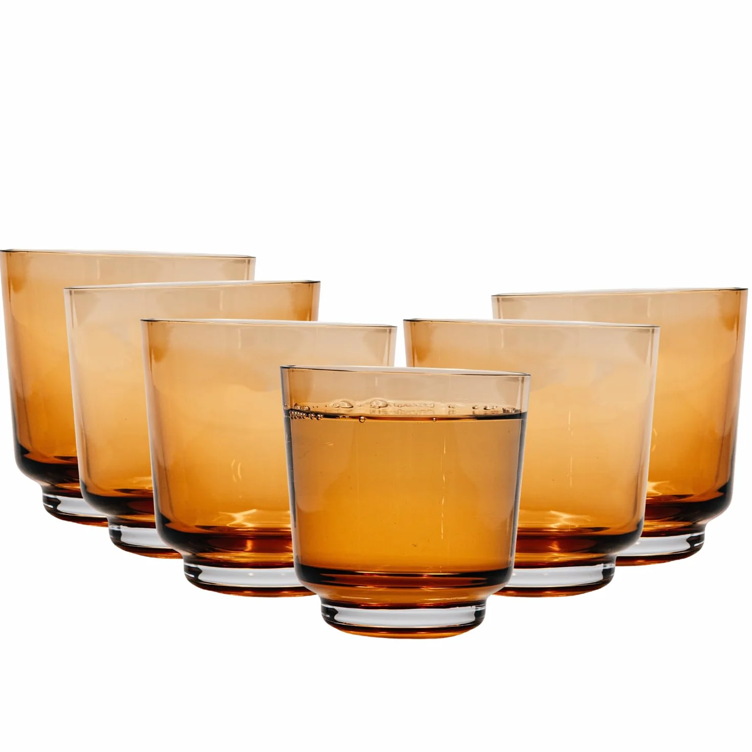 Szklanki bursztynowe 200 ml - zestaw 6 sztuk - tumblery lowball ręczne szkło kryształowe premium, eleganckie szklanki do whisky, koktajli i wody