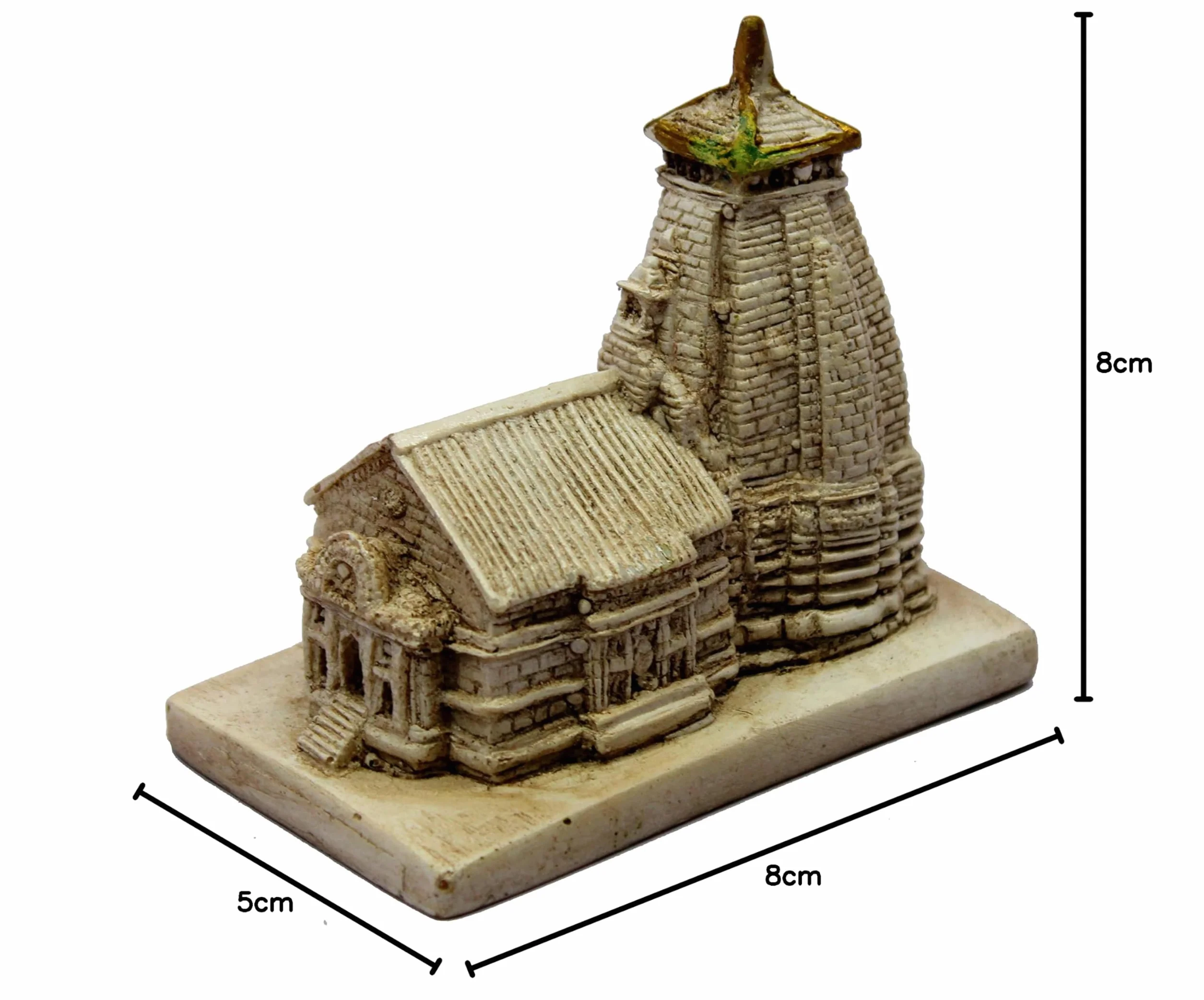 ESPLANADE Żywica Mahadev Mahadeva Kedarnath Temple Mandir miniaturowa figurka do samochodu świątyni, deski rozdzielczej, 8,3 cm, beżowa