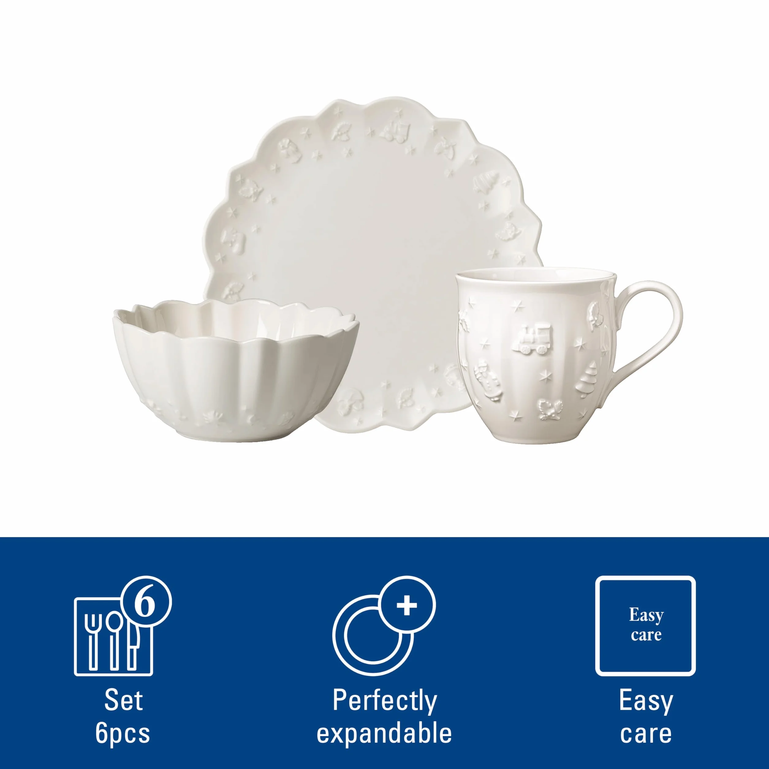 Villeroy & Boch – Toy's Delight Royal Classic zestaw śniadaniowy 6 el., porcelana Premium, zmywarka, mikrofalówka, biały