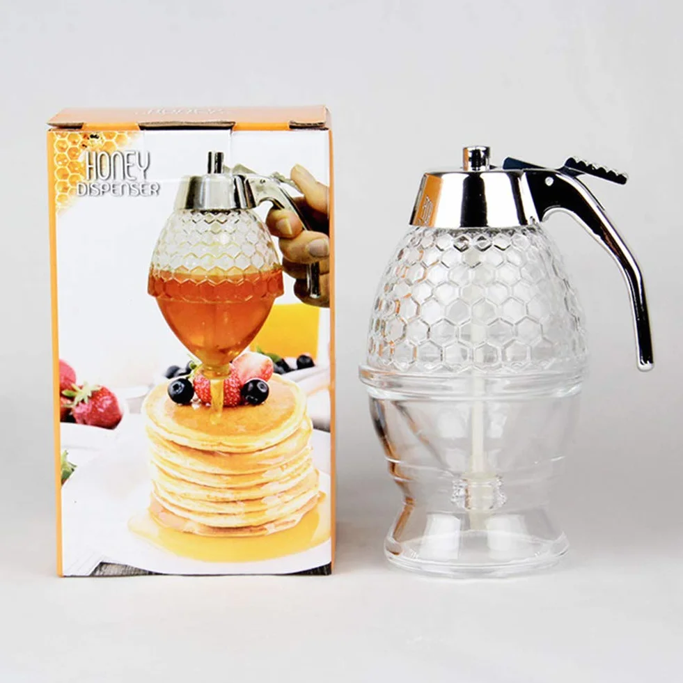 Dozownik miodu, akrylowy plastikowy pojemnik na syrop, miód butelka do serwowania miodu i syropu(200 ml)
