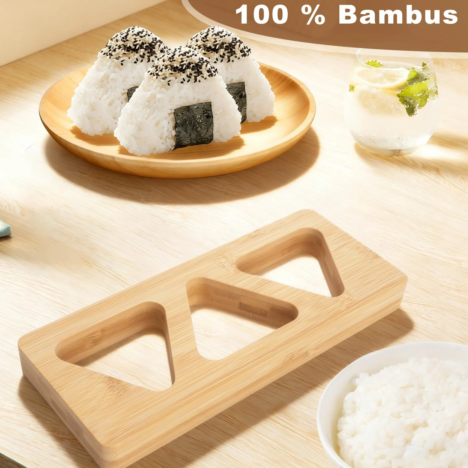 Onigiri foremka z bambusa, wyciskarka do sushi, mała i duża, mini maszyna do robienia Onigiri do bento, japońskiej przekąski trójkąta Omusubi