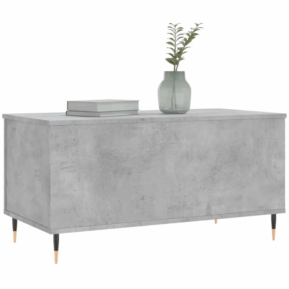 Générique Inżynieryjny stolik kawowy 90x44,5x45 cm Szary Beton | Podnoszona góra, ukryte przechowywanie, metalowe nóżki, łatwe do czyszczenia