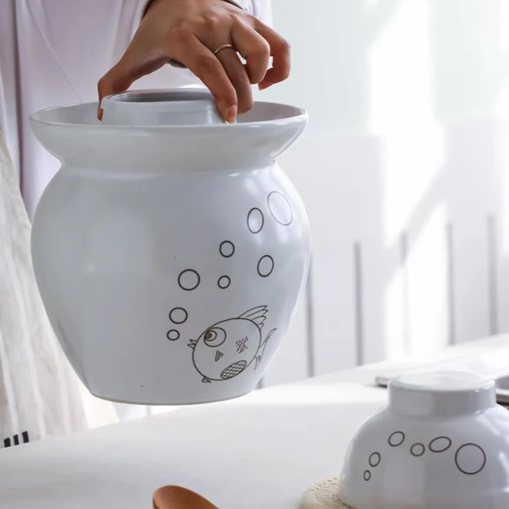 Ceramiczny słoik na ogórki z pokrywkami, tradycyjny chiński porcelanowy garnek na ogórki, ceramiczny garnek do fermentacji z pokrywką z uszczelką wodną, garnek do kiszenia kapusty(Czerwony-7 kg
