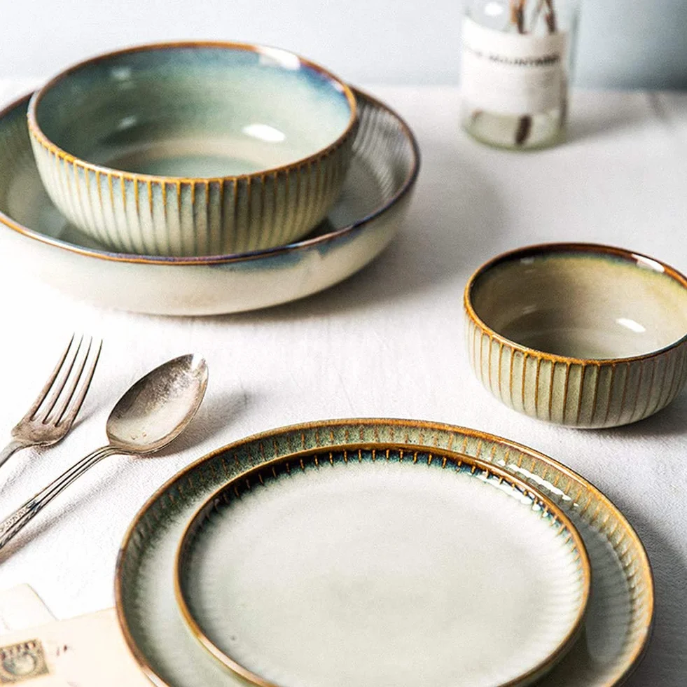 16-częściowe zestawy obiadowe, ceramiczny zestaw obiadowy dla 4 osób, zestaw zastawy stołowej Starry Sky Brown, kompletna kombinacja porcelany