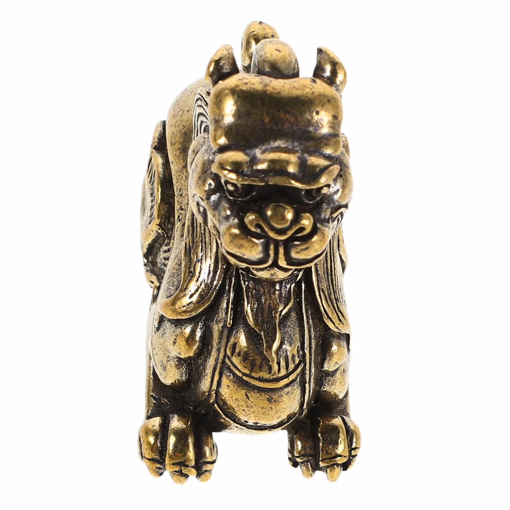 Generic Mosiężne ozdoby Pixiu Feng Shui dekoracja biurka bogactwo dobrobyt figurka zwierzątko na stół biurowy w domu ozdoby dla zwierząt