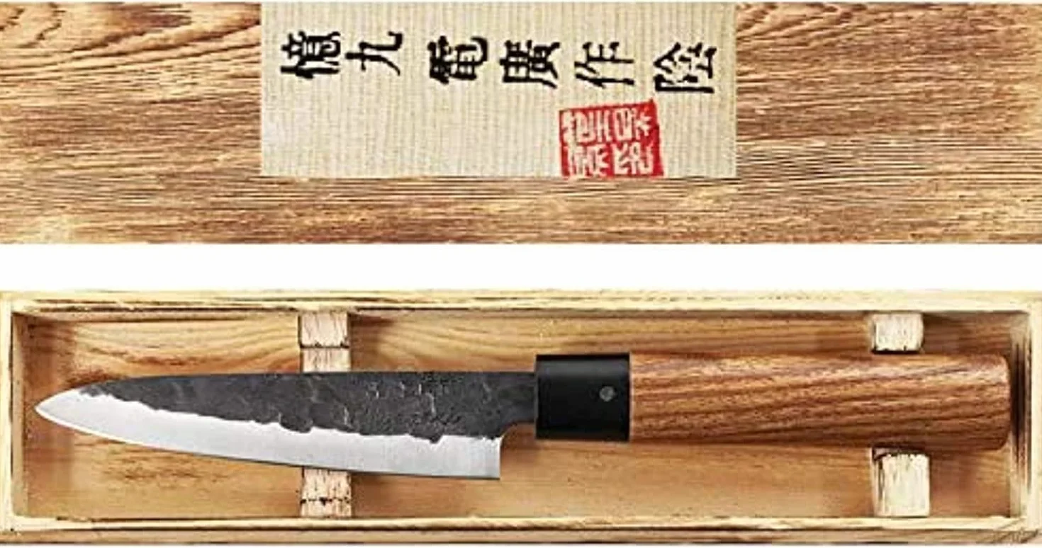 Begoon Nóż japoński - nóż szefa kuchni Santoku - stalowe ostrze - pudełko prezentowe