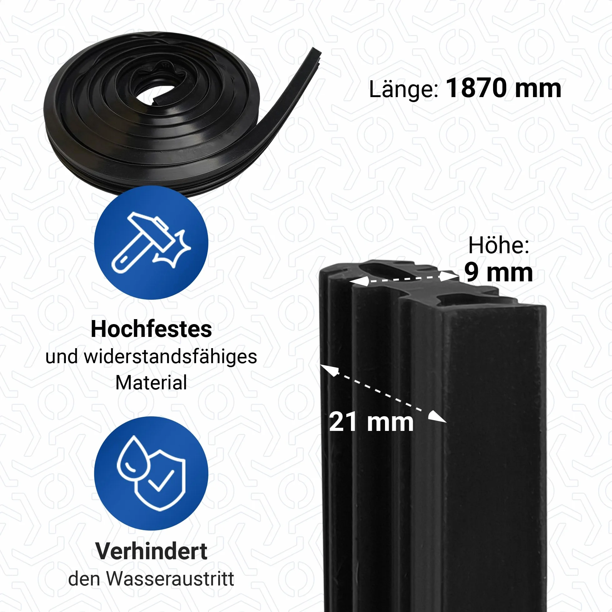 VIOKS Uszczelka drzwi zmywarki 1,87 m zamiennik dla Bosch Siemens 00263096 263096 - Uszczelka gumowa 3-stronna do zmywarki Avantixx Extraklasse Logixx Classixx Maxx Silence iQ100 iQ300