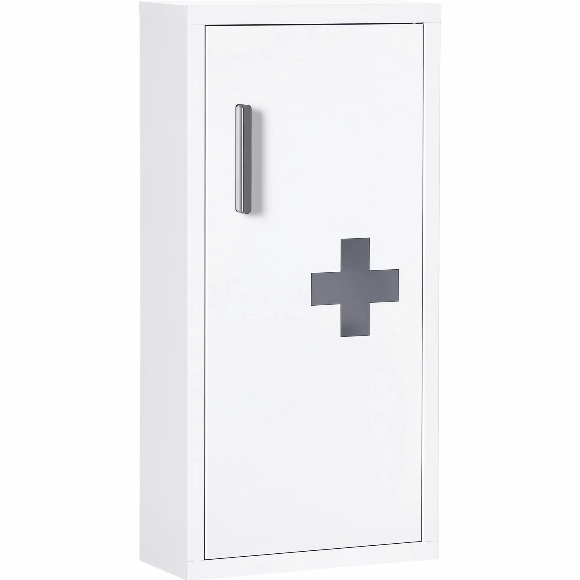 kleankin Szafka na leki, Szafka Łazienkowa, Szafa Ścienna na lekarstwa, 2 półki, 3 poziomy, z metalowymi drzwiczkami magnetycznymi, 30 x 12 x 60 cm, Biała