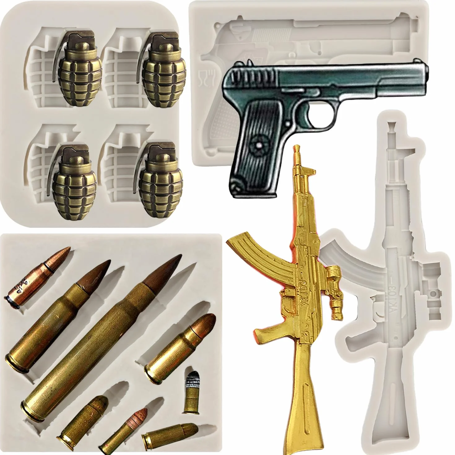 Pistole Silikonowe forma Maszyna Pistolet Kremówka Dekorująca Ciasto Topper Czekoladowe Cukierki Polimerowa Glina Zestaw 4