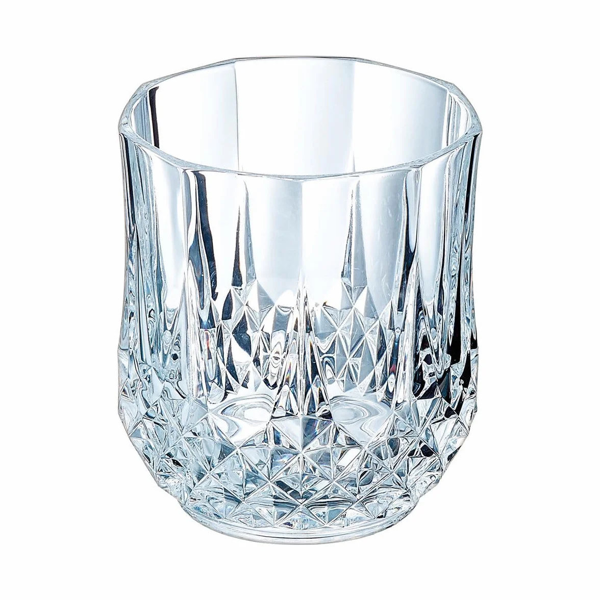 Cristal d'Arques Paris - Kolekcja Longchamp - 6 niskich kieliszków 32cl w Kwarx - Błyszczący, przezroczystość i wysoka wytrzymałość - Ikoniczne listwy - Wyprodukowano we Francji