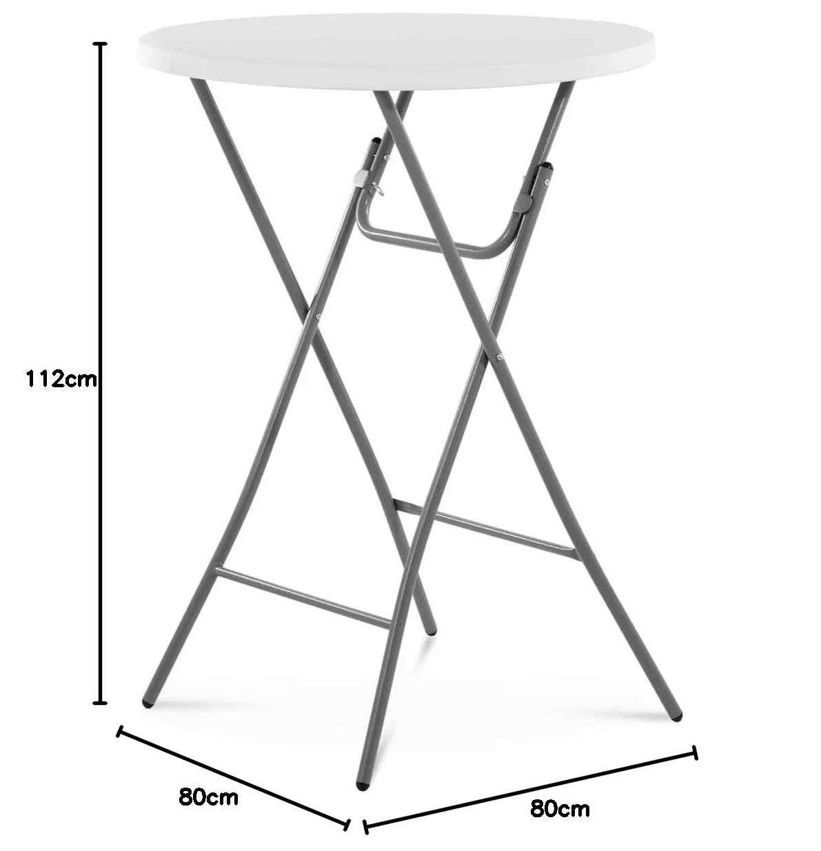 Royal Catering RC-FT_6 składany stolik stojący, Ø 800 x 1100 mm, 100 kg, do użytku wewnątrz/na zewnątrz, biały, do ogrodu, stół barowy